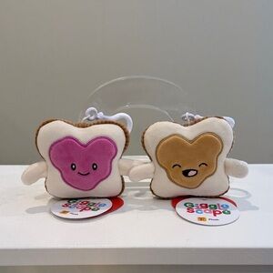 New Set of 2 Peanut Butter and Jelly Sandwich Plush Keychains by Gigglescape